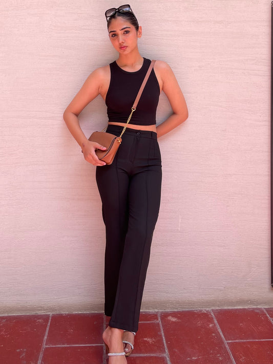 Black High Waist Wide Leg Pants