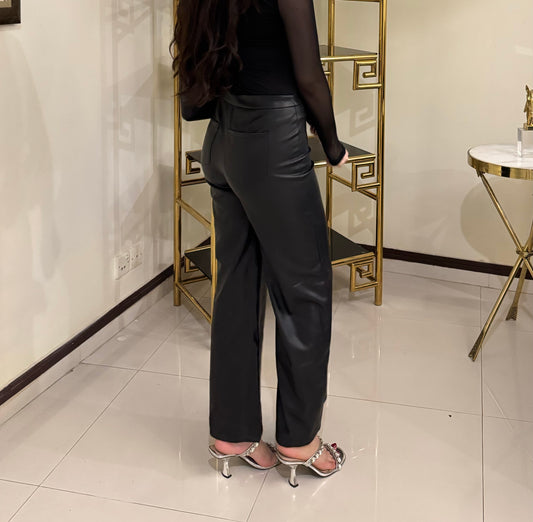 Wide Leg Leather Pants