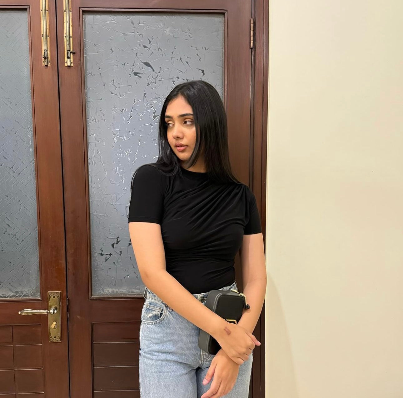 Black Draped Blouse