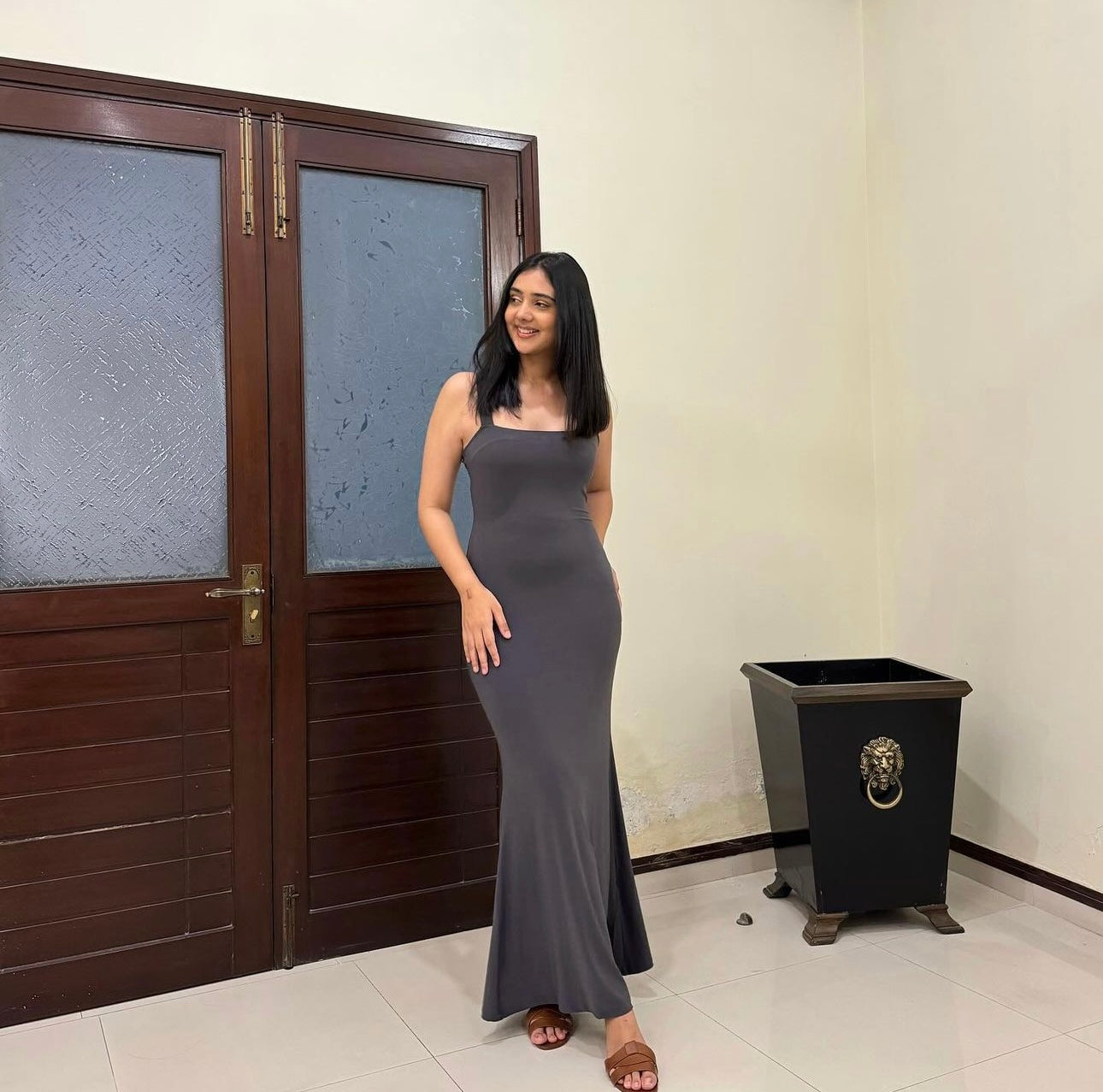 Grey Full Length Dress