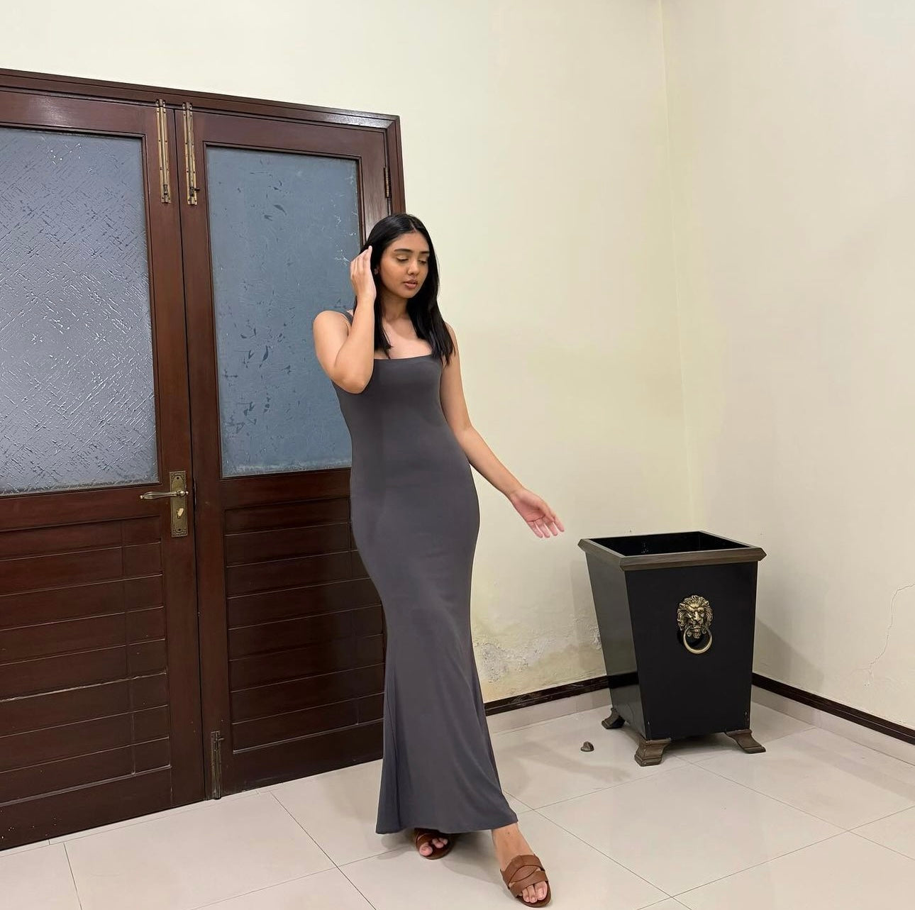 Grey Full Length Dress