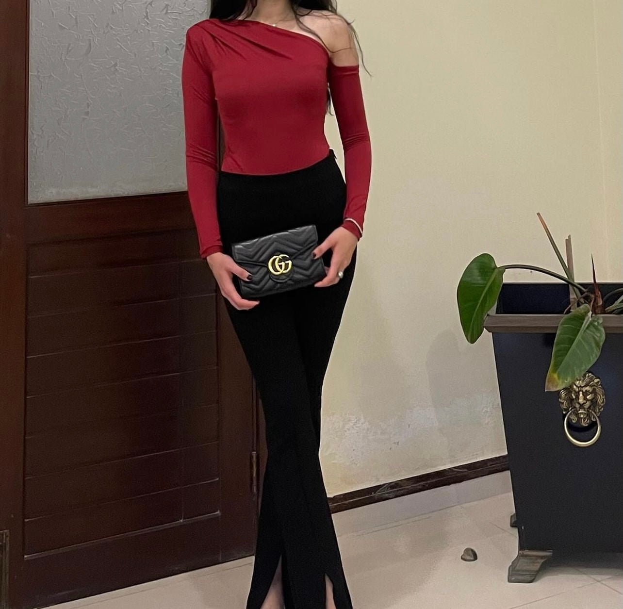 Burgundy One Shoulder Bodysuit