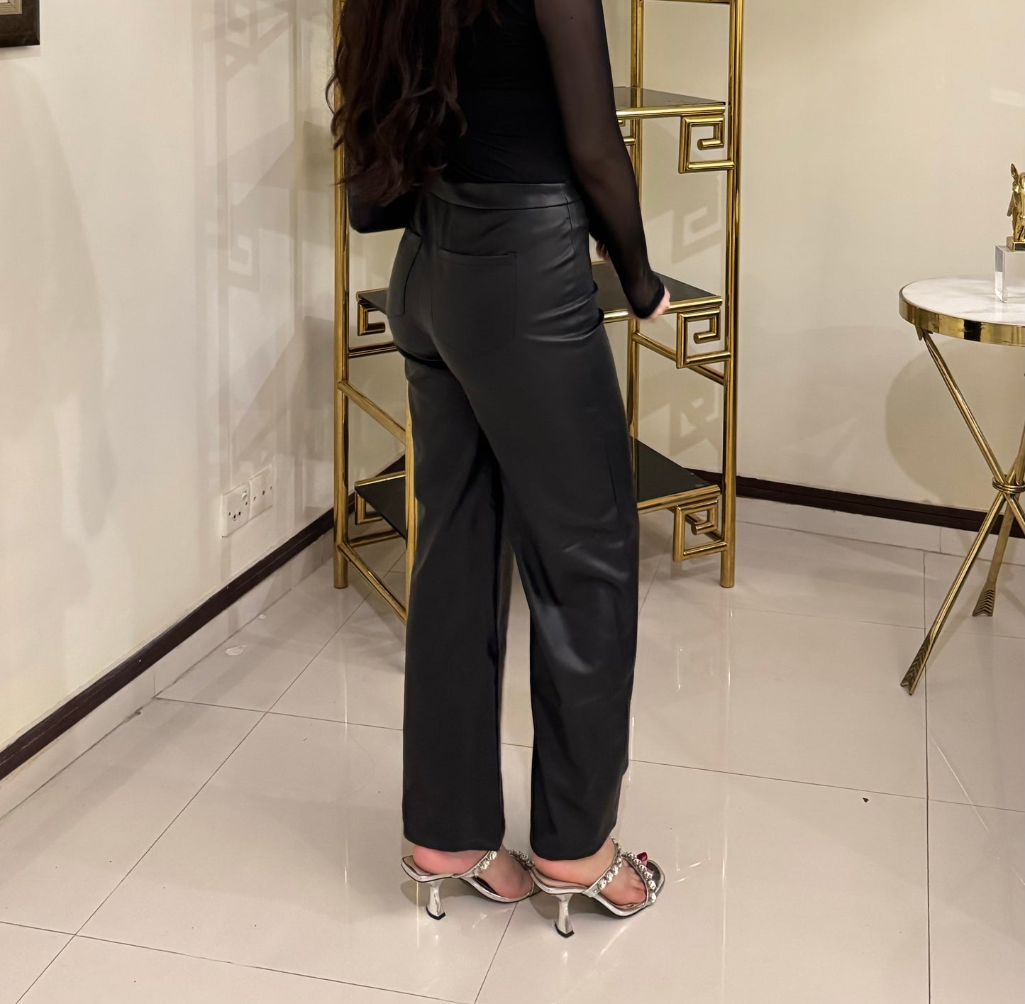 Wide Leg Leather Pants