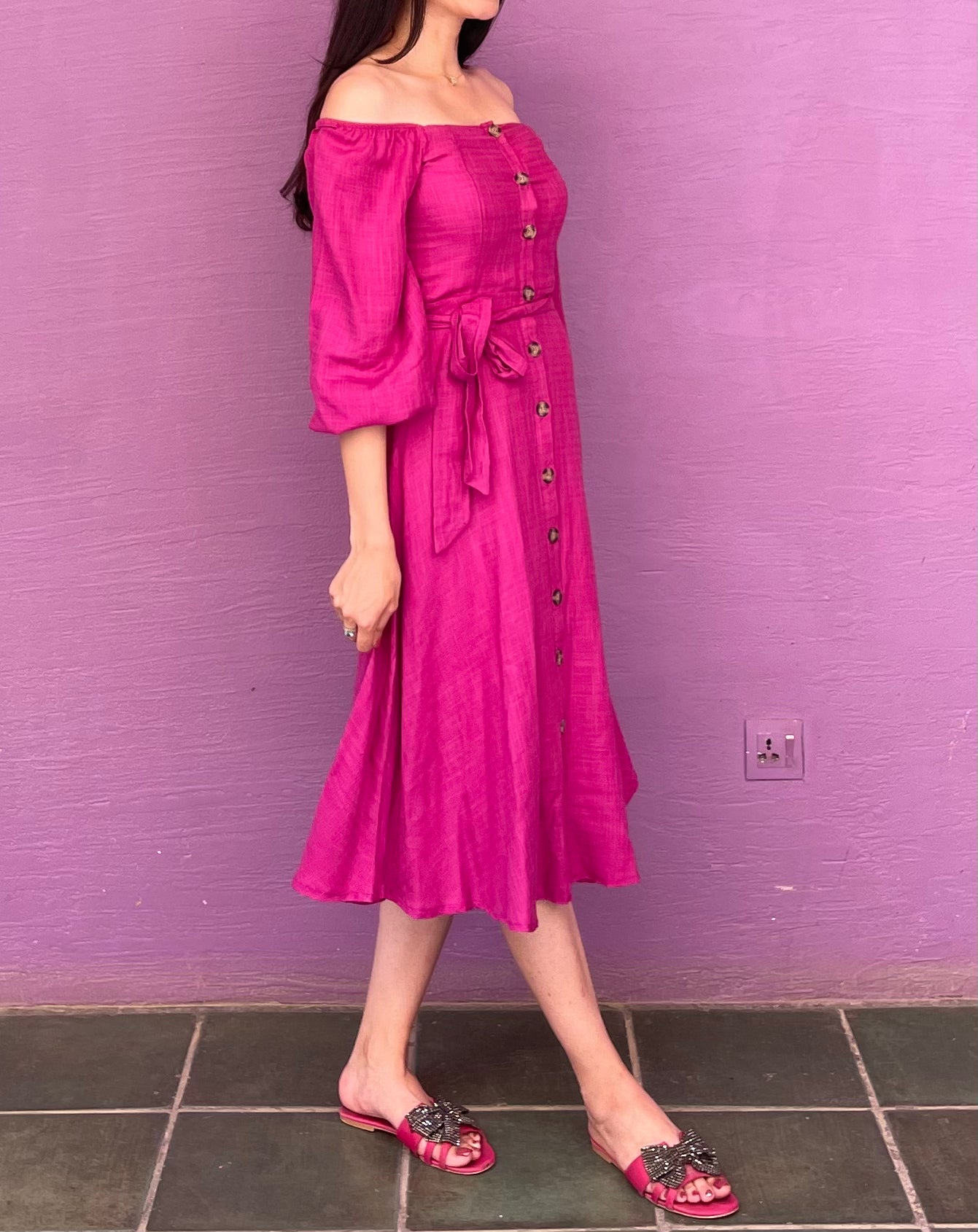 Pink Belted Flowy Dress