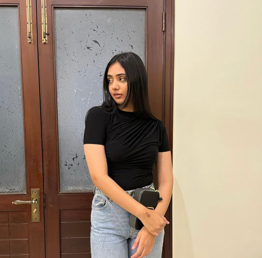 Black Draped Blouse