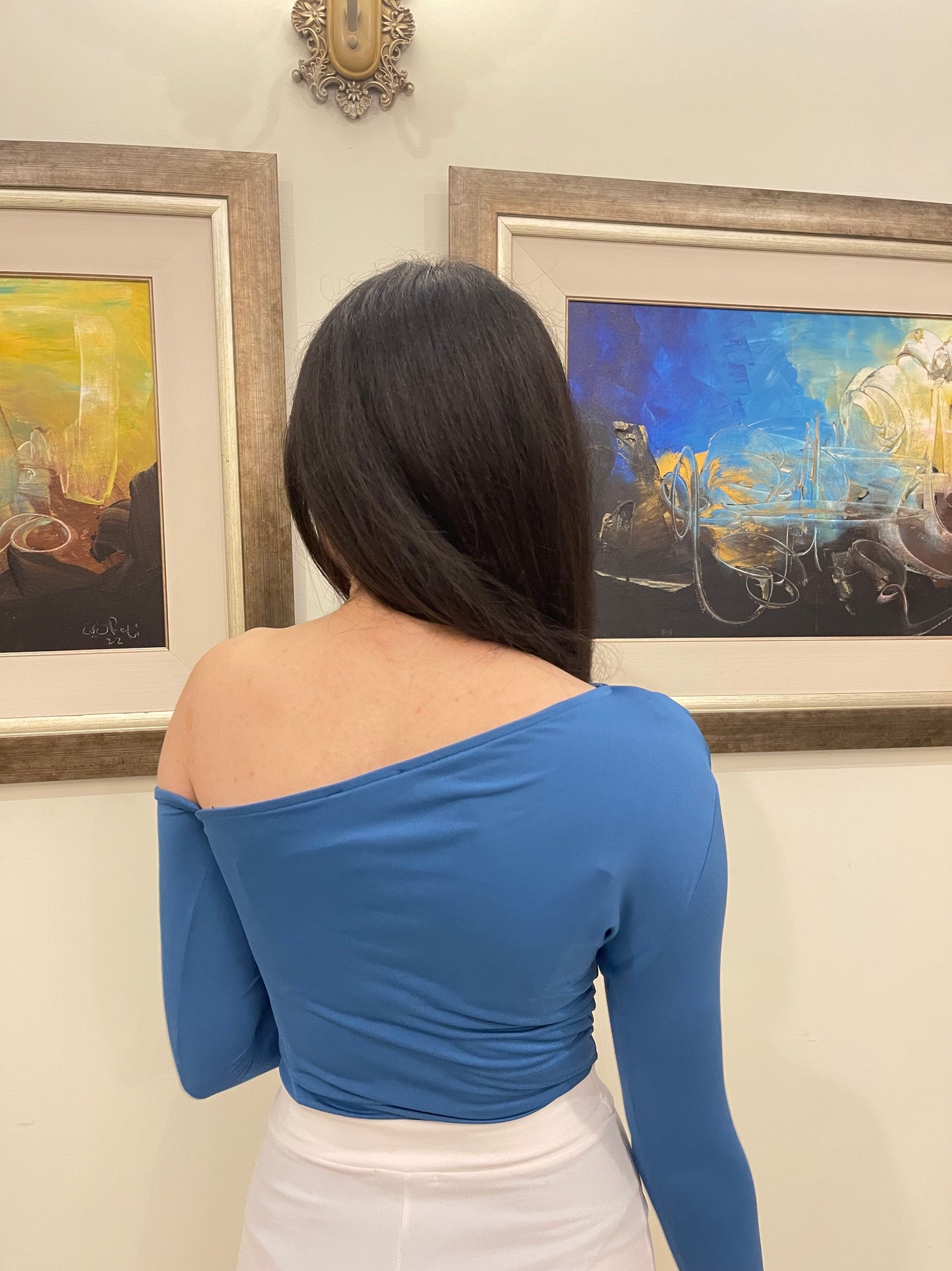 Blue One Shoulder Bodysuit