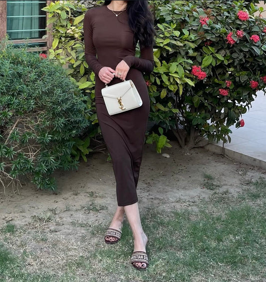 Brown Full Length Dress