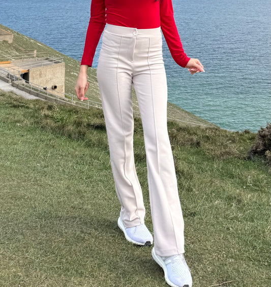 Beige Straight Pants