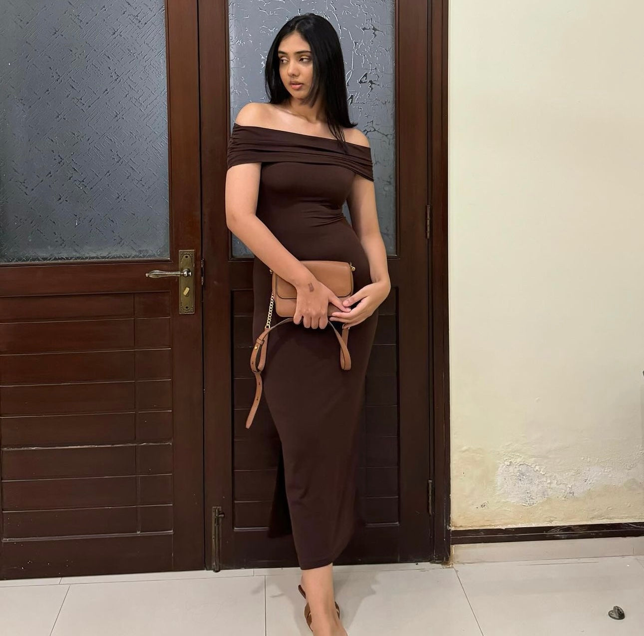 Brown Full Length Dress