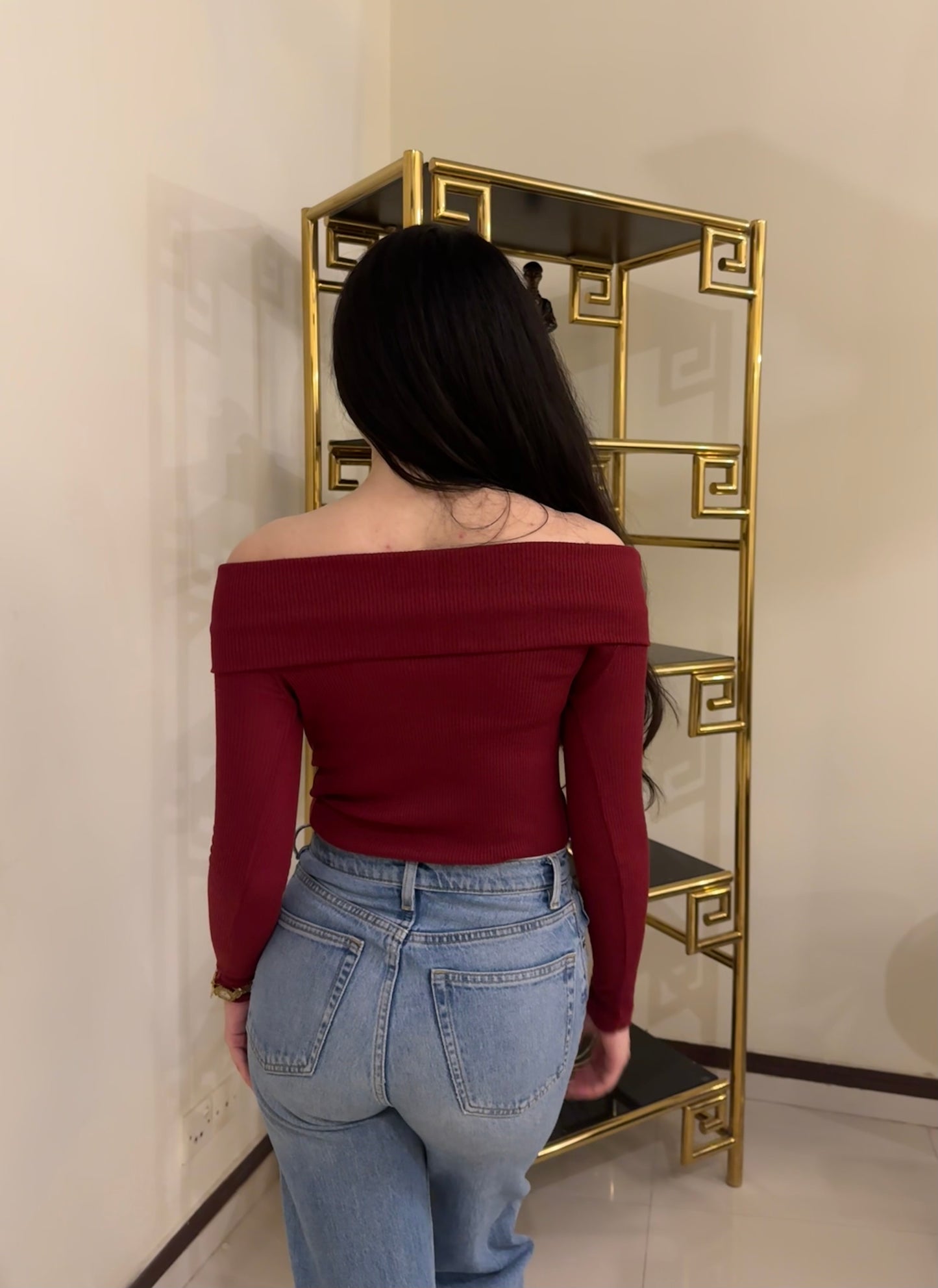 Burgundy Off-shoulder Top