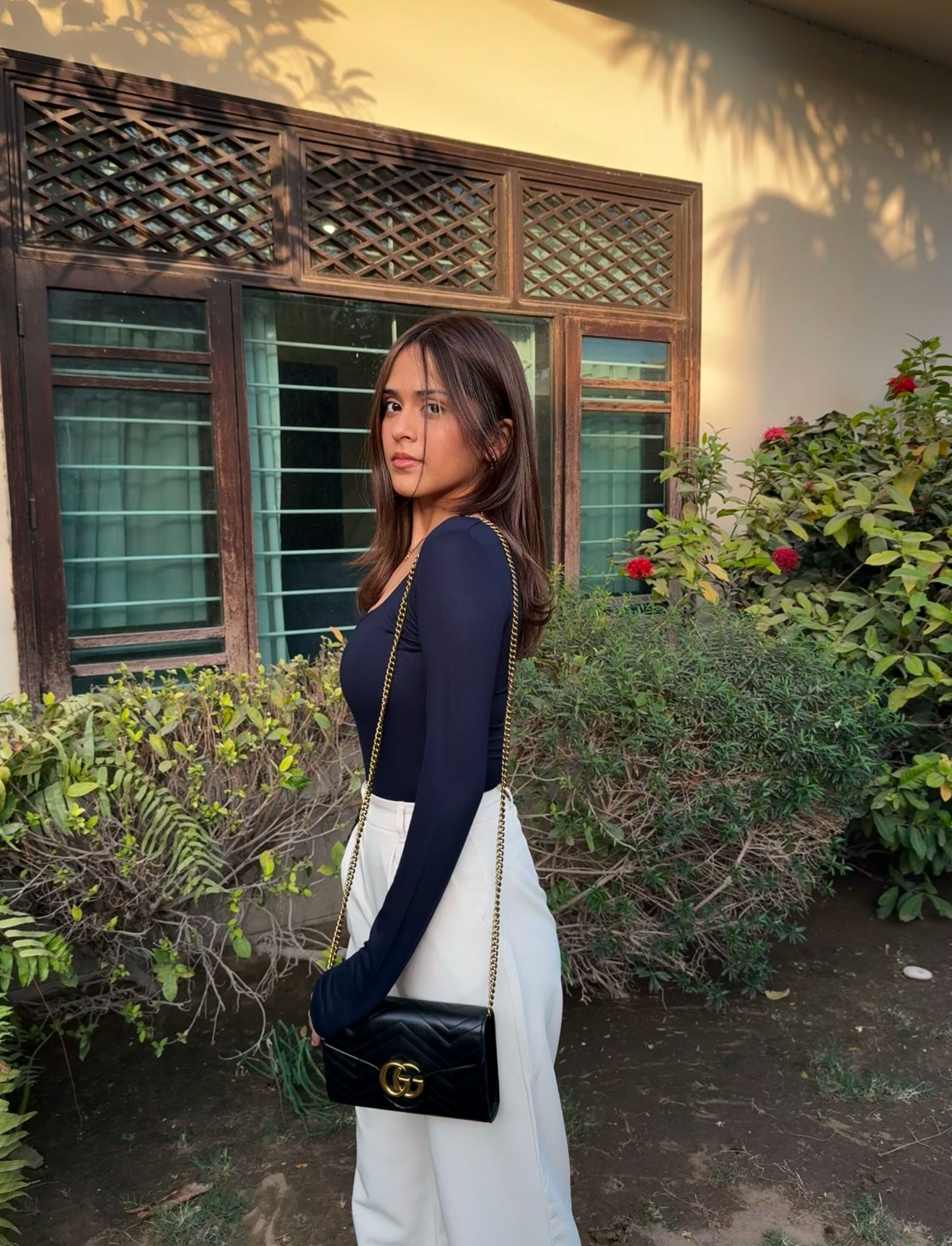 Blue Square Neck Bodysuit