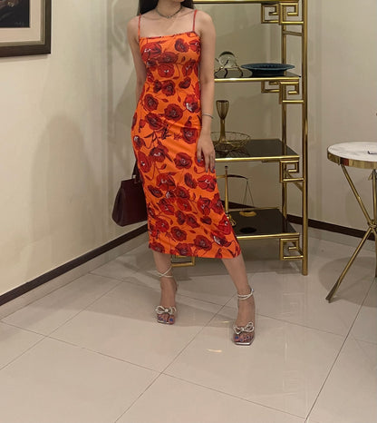 Orange Floral Dress