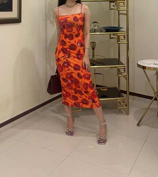 Orange Floral Dress