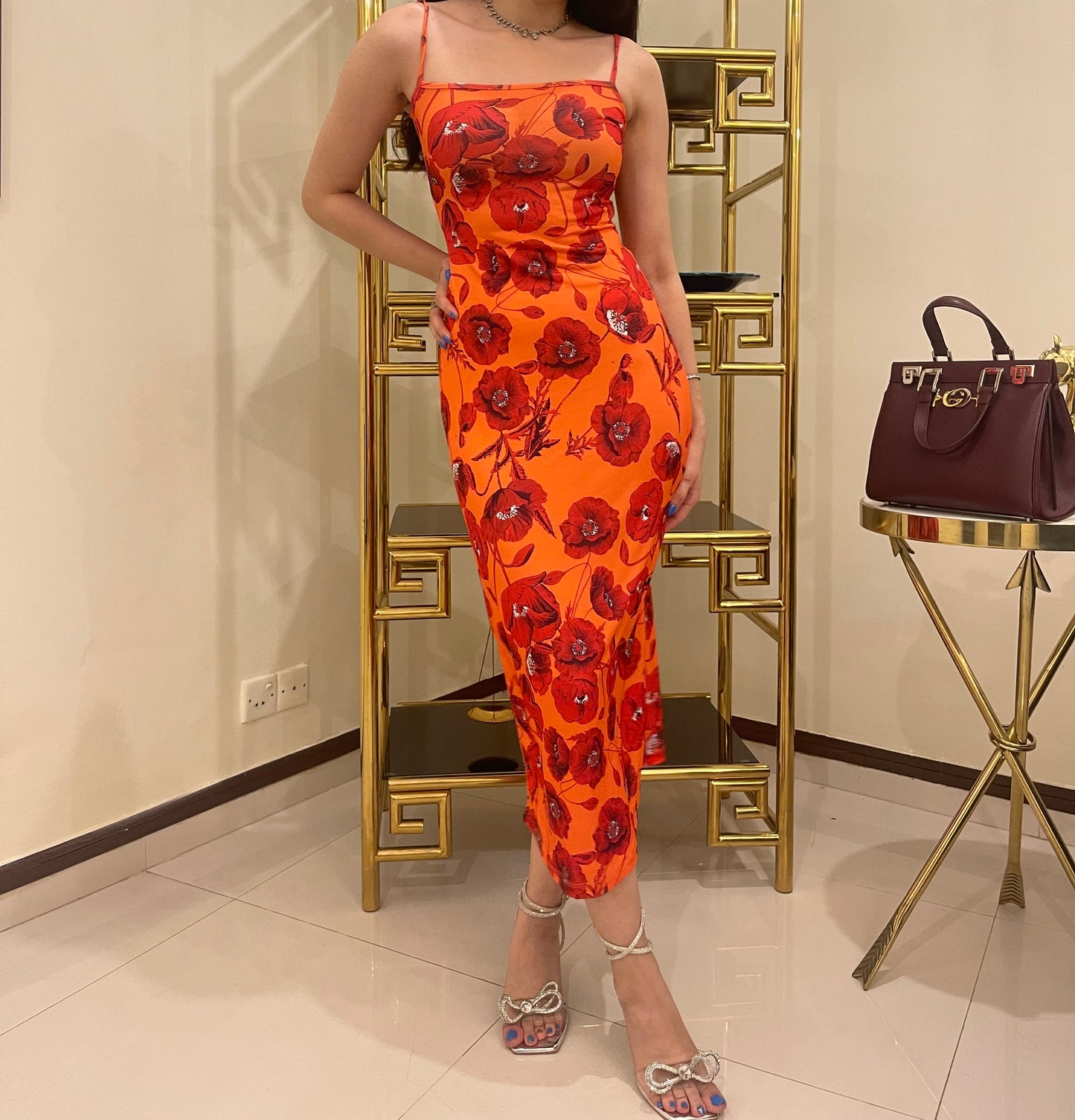 Orange Floral Dress