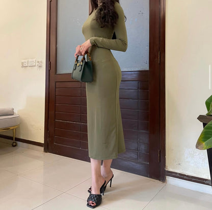 Olive Green Full Length Dress