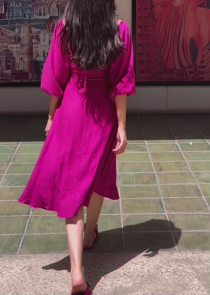 Pink Belted Flowy Dress