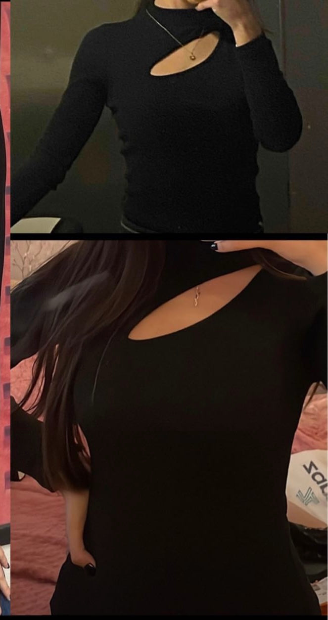 Black Cut out Blouse