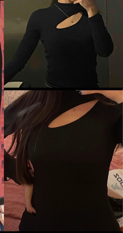Black Cut out Blouse