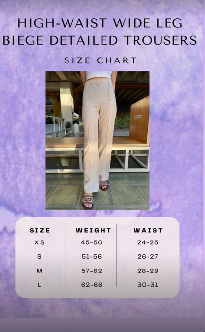 Beige High Waist Wide Leg Pants